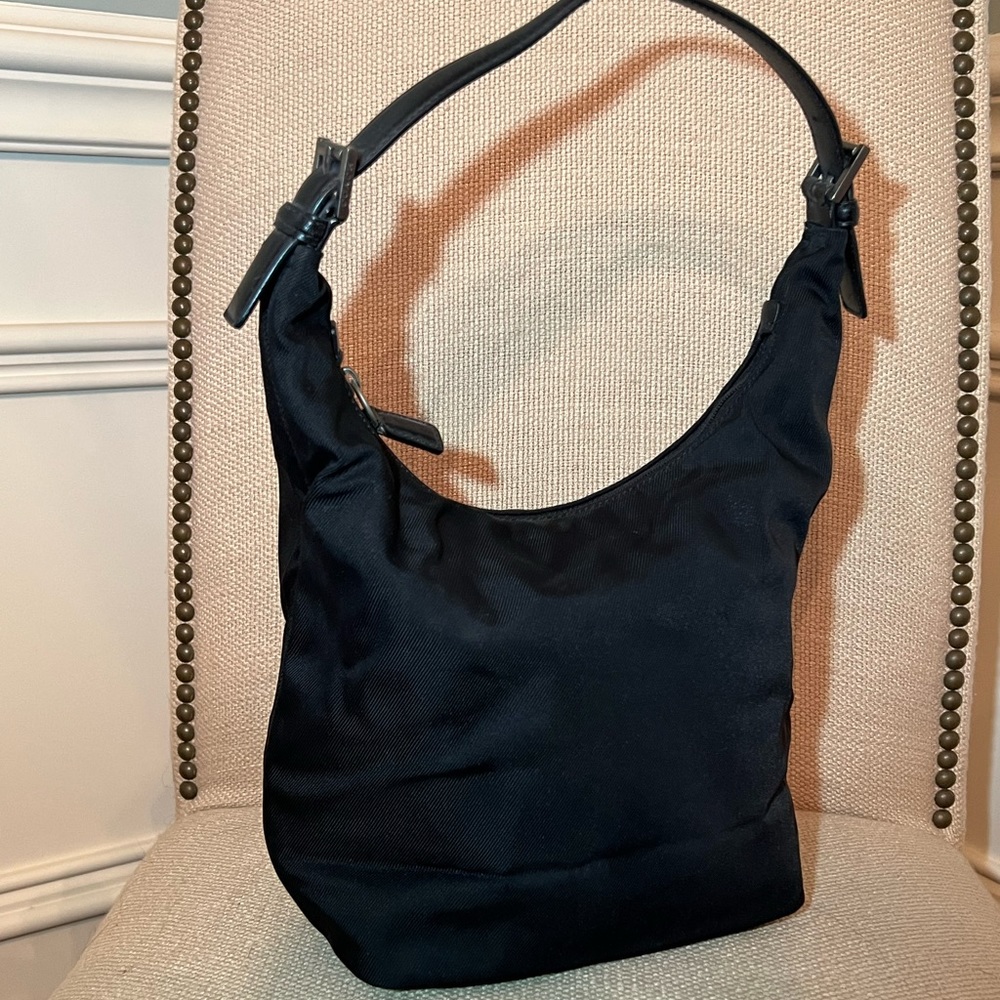 PRICE DROP: COACH black over shoulder nylon bag - great condition!